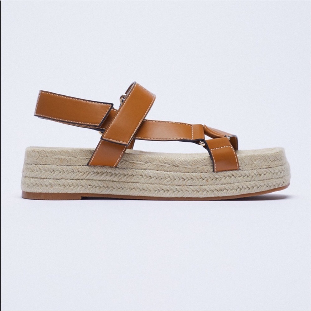 Zara Jute Leather Espadrille Sandals